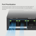 Mercusys MS105GP 5-Port Gigabit Desktop Switch with 4-Port PoE+ PORT: 4× Gigabit PoE+ Ports, 1× Gigabit Non-PoE Port