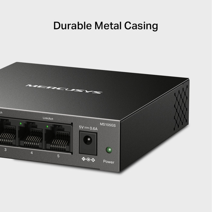 Mercusys MS105GS 5-Port Gigabit Desktop Switch PORT: 5× Gigabit Ports