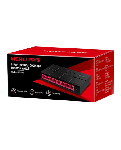 Mercusys MS108G 8-Port Gigabit Desktop Switch PORT: 8× Gigabit Ports