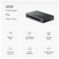 Mercusys MS108GP 8-Port Gigabit Desktop Switch with 7-Port PoE+ PORT: 7× Gigabit PoE+ Ports, 1× Gigabit Non-PoE Ports