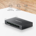 Mercusys MS108GP 8-Port Gigabit Desktop Switch with 7-Port PoE+ PORT: 7× Gigabit PoE+ Ports, 1× Gigabit Non-PoE Ports