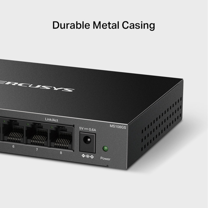 Mercusys MS108GS 8-Port Gigabit Desktop Switch PORT: 8× Gigabit Ports