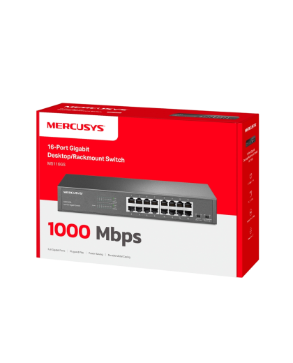Mercusys MS116GS 16-Port Gigabit Desktop/Rackmount Switch PORT: 16× Gigabit RJ45 Ports
