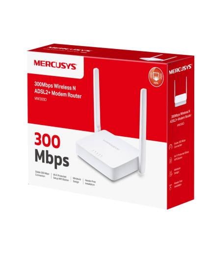 Mercusys MW300D N300 Wi-Fi ADSL2+ Modem Router