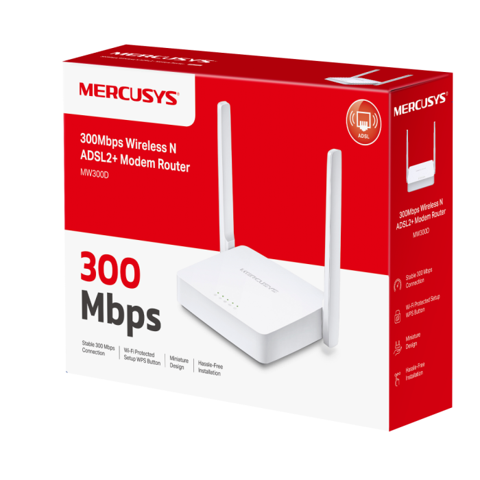 Mercusys MW300D N300 Wi-Fi ADSL2+ Modem Router