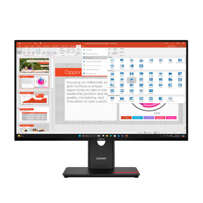 Монитор Lenovo T27QD-40 - 27" (2560x1440) IPS, 120Hz / Black