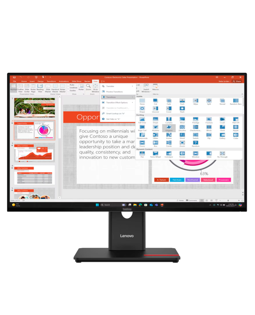Монитор Lenovo T27QD-40 - 27" (2560x1440) IPS, 120Hz / Black
