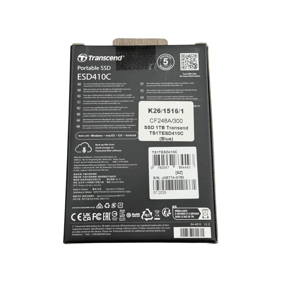Внешний SSD накопитель Transend TS1TESD410C 1TБ / Blue