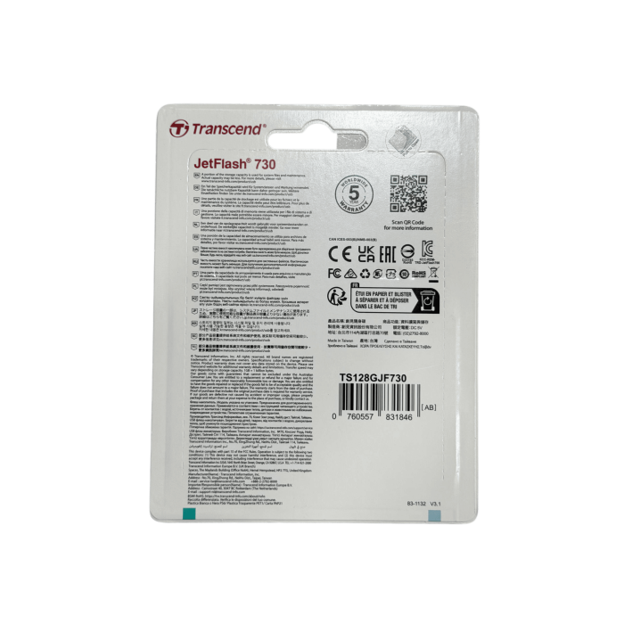 USB-флешка Transcend JetFlash 730 128GB (TS128GJF730) / White