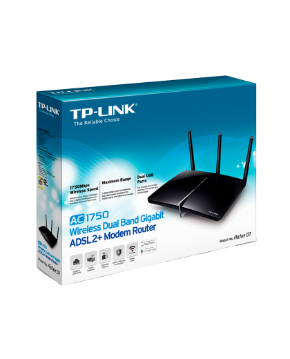 TP-Link Archer D7 / AC1750 Двухдиапазонный беспроводной гигабитный маршрутизатор со встроенным модемом ADSL2+