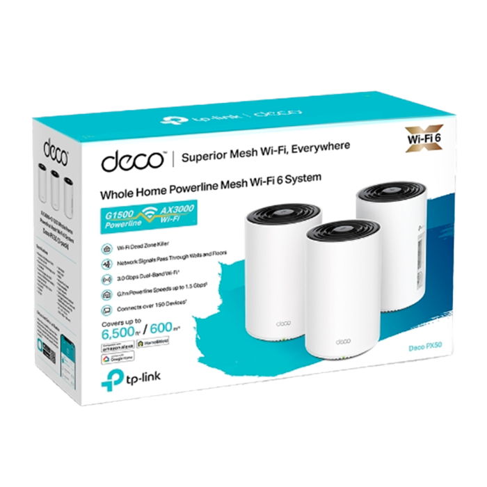 TP-Link Deco PX50 (3-Pack) / AX3000 Mesh-система Wi-Fi 6 с Powerline G1500