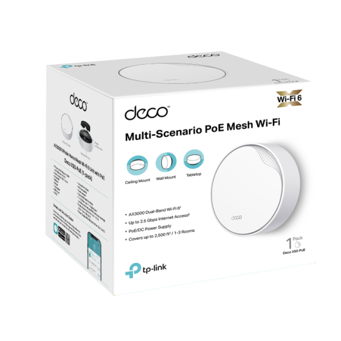 TP-Link Deco X50-PoE (1-Pack) / AX3000 Mesh-система Wi-Fi 6 с поддержкой PoE