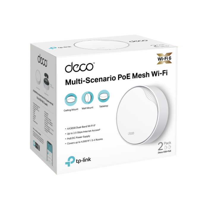 TP-Link Deco X50-PoE (2-Pack) / AX3000 Mesh-система Wi-Fi 6 с поддержкой PoE