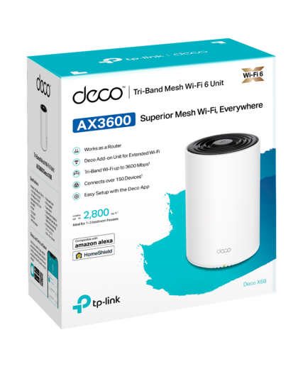 TP-Link Deco X68 (1-Pack) / AX3600 Трехдиапазонная Mesh-система Wi-Fi 6