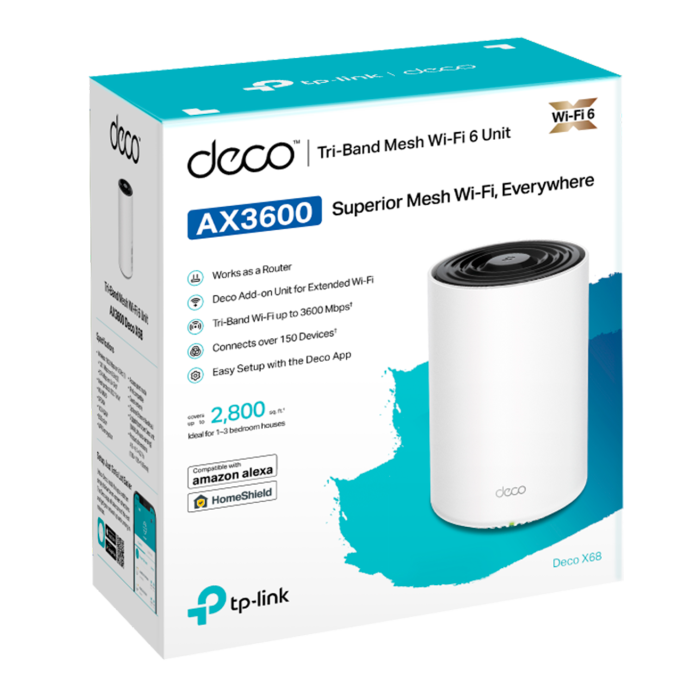 TP-Link Deco X68 (1-Pack) / AX3600 Трехдиапазонная Mesh-система Wi-Fi 6