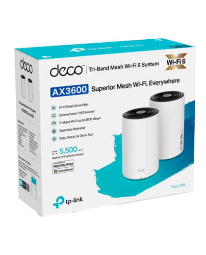 TP-Link Deco X68 (2-Pack) / AX3600 Трехдиапазонная Mesh-система Wi-Fi 6