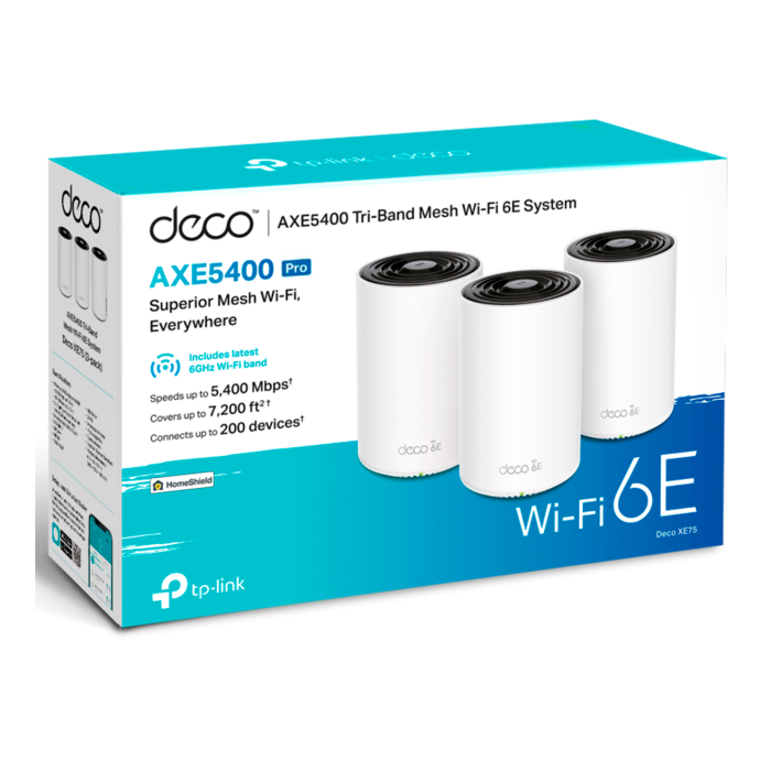 TP-Link Deco XE75 Pro (3-Pack) / AXE5400 Трехдиапазонная Mesh-система Wi-Fi 6E