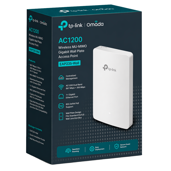 TP-Link Omada EAP235-Wall / AC1200 Гигабитная беспроводная настенная точка доступа Wi-Fi
