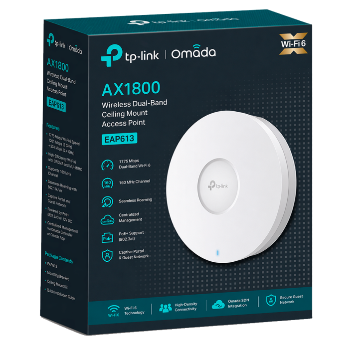 TP-Link Omada EAP613 BOX / AX1800 Гигабитная беспроводная потолочная точка доступа Wi-Fi 6