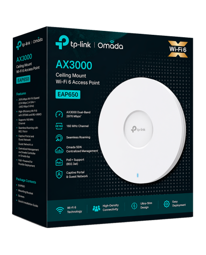 TP-Link Omada EAP650 / AX3000 Гигабитная беспроводная потолочная точка доступа Wi-Fi 6
