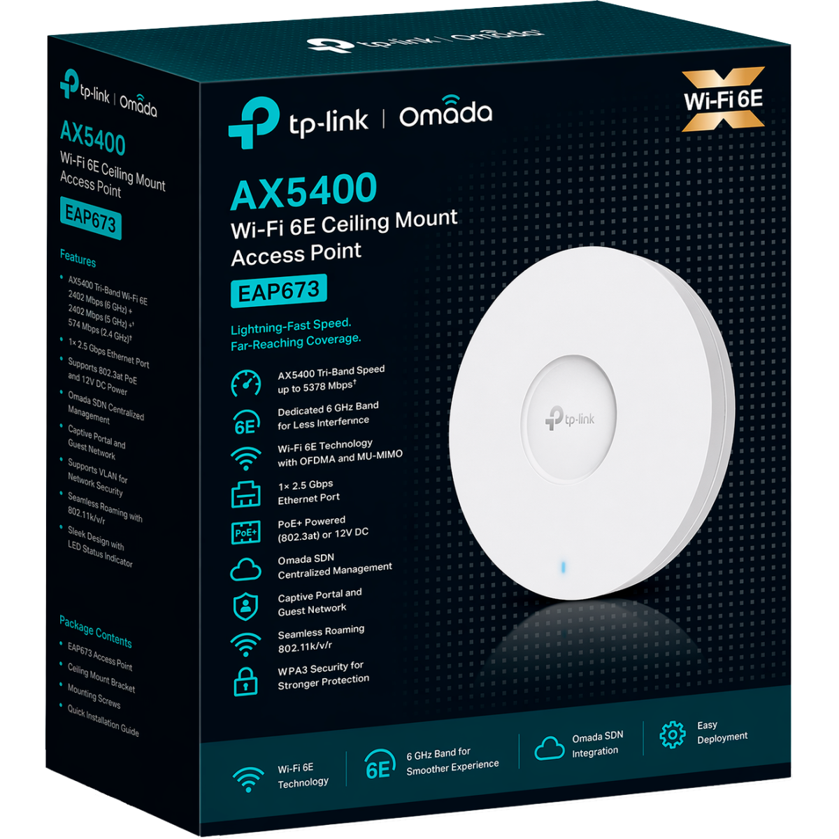 TP-Link Omada EAP673 / AX5400 Гигабитная беспроводная потолочная точка доступа Wi-Fi 6