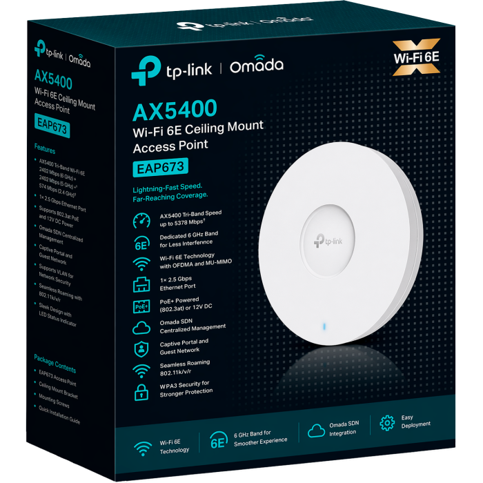 TP-Link Omada EAP673 / AX5400 Гигабитная беспроводная потолочная точка доступа Wi-Fi 6