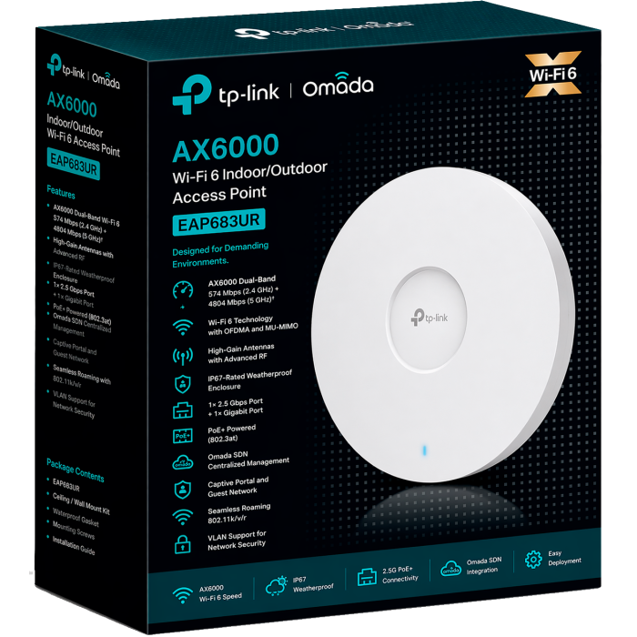TP-Link Omada EAP683 UR / AX6000 Гигабитная беспроводная потолочная точка доступа Wi-Fi 6