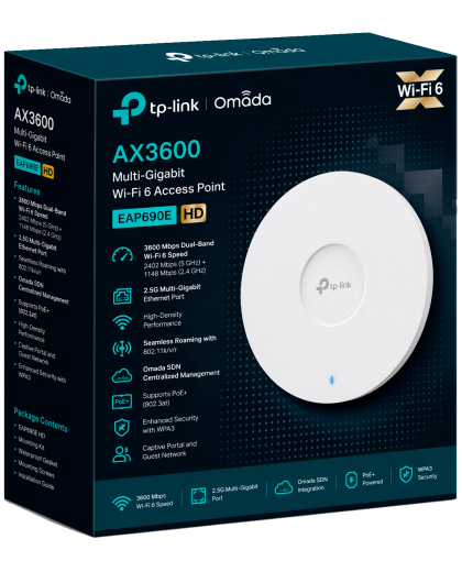 TP-Link Omada EAP690E HD / AXE11000 Гигабитная беспроводная потолочная точка доступа Wi-Fi 6