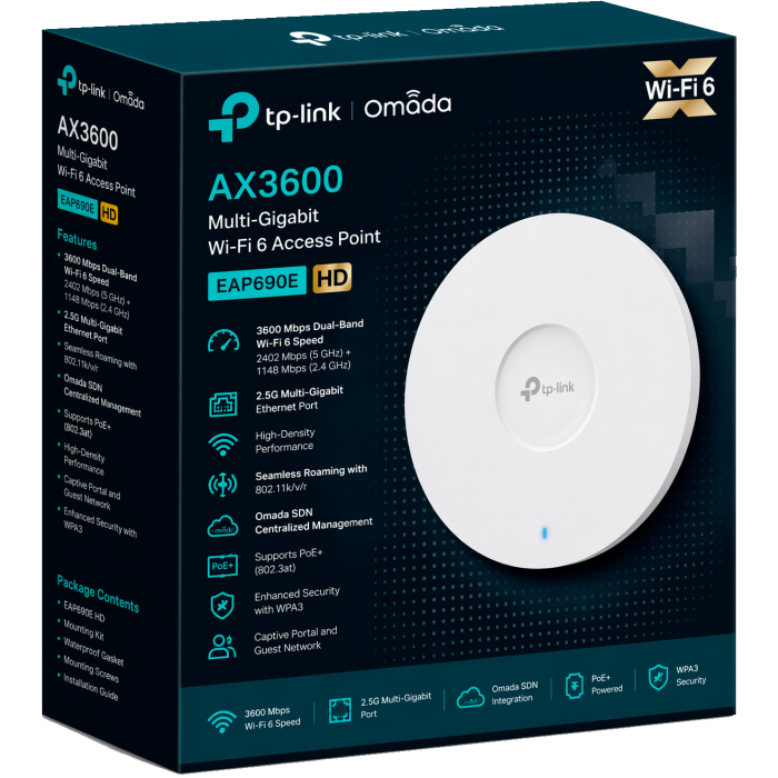 TP-Link Omada EAP690E HD / AXE11000 Гигабитная беспроводная потолочная точка доступа Wi-Fi 6