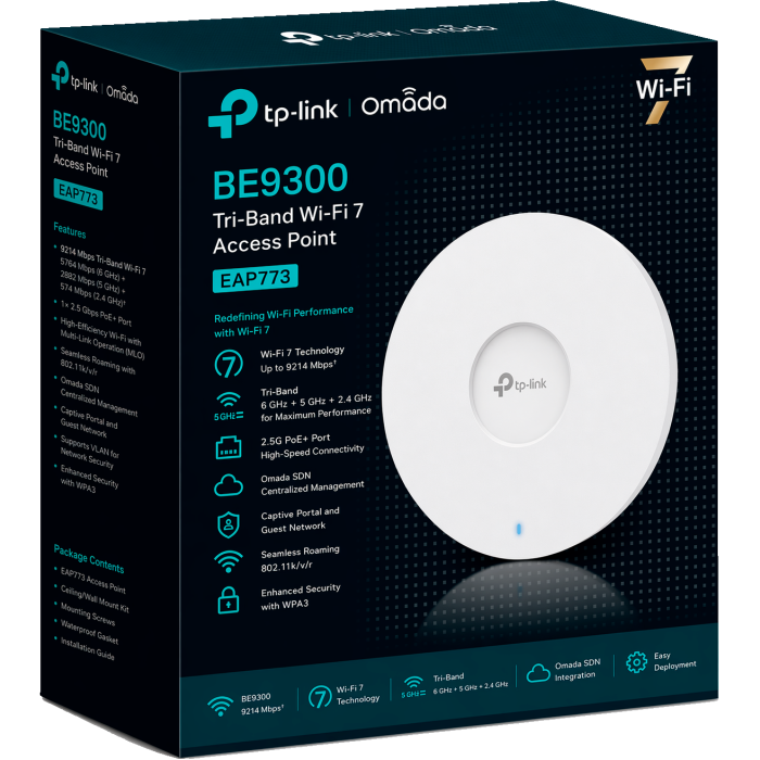 TP-Link Omada EAP773 / BE9300 Гигабитная беспроводная потолочная точка доступа Wi-Fi 7