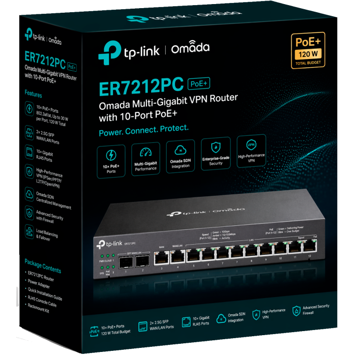 TP-Link Omada ER7212PC / Гигабитный VPN маршрутизатор со встроенным контроллером и 8 портами PoE+