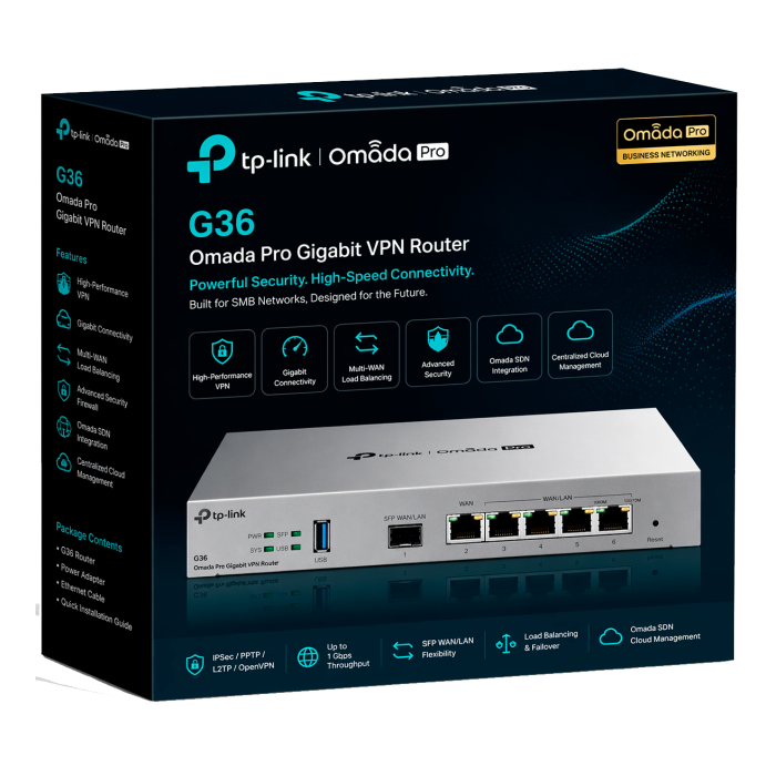 TP-Link Omada Pro G36 / Многофункциональный VPN-маршрутизатор с гигабитными портами.