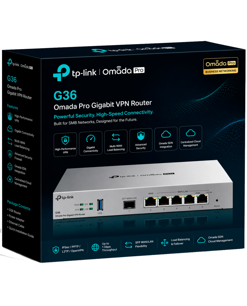 TP-Link Omada Pro G36 / Многофункциональный VPN-маршрутизатор с гигабитными портами.