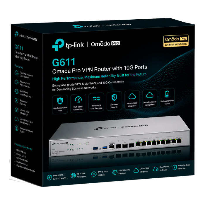 TP-Link Omada Pro G611 / Multi-WAN VPN-маршрутизатор с портами 10Gb