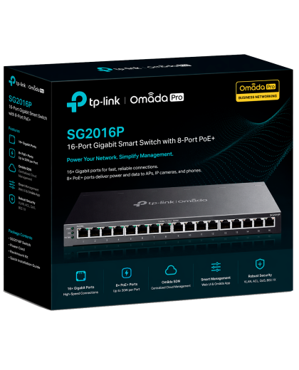 TP-Link Omada SG2016P / Интеллектуальный гигабитный коммутатор на 16 портов с поддержкой PoE+ на 8 портов