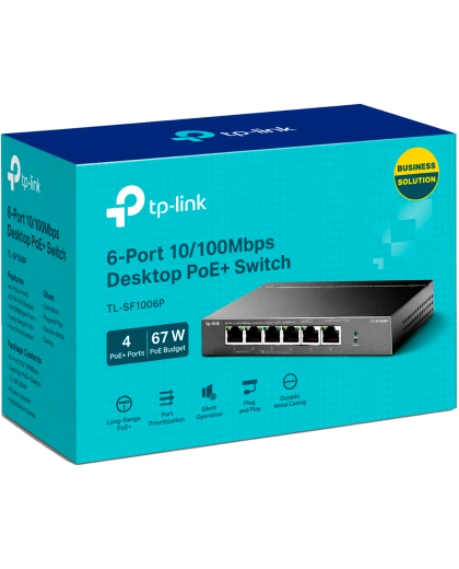 TP-Link TL-SF1006P / 6-портовый настольный коммутатор с 4 портами PoE+