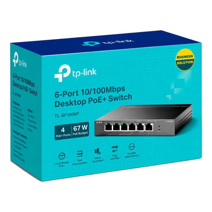 TP-Link TL-SF1006P / 6-портовый настольный коммутатор с 4 портами PoE+