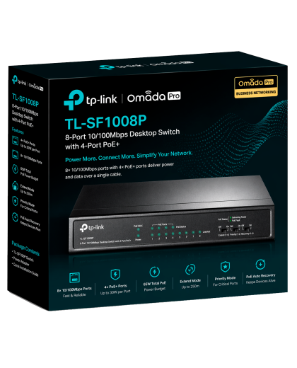 TP-Link TL-SF1008P / 8-портовый настольный коммутатор с 4-портами PoE+