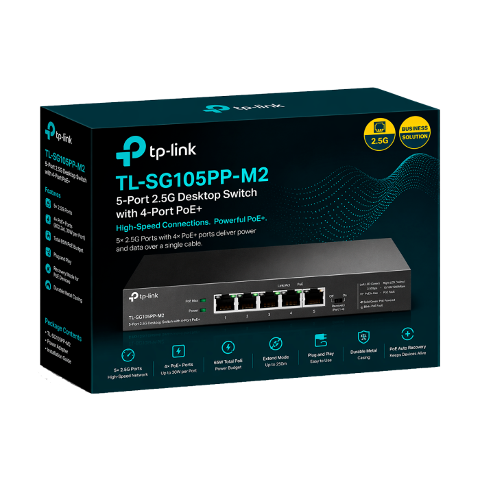 TP-Link TL-SG105S-M2 / 5-портовый настольный коммутатор 2,5G Multi Gigabit
