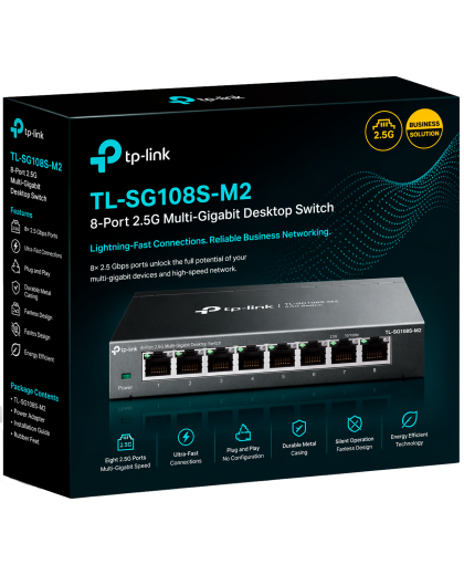 TP-Link TL-SG108S-M2 / 8-портовый настольный коммутатор 2,5G Multi Gigabit