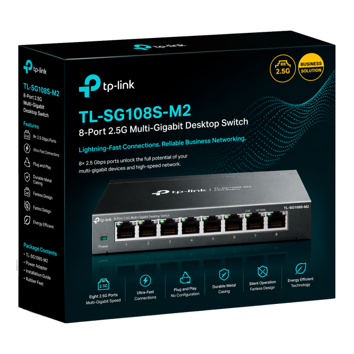 TP-Link TL-SG108S-M2 / 8-портовый настольный коммутатор 2,5G Multi Gigabit