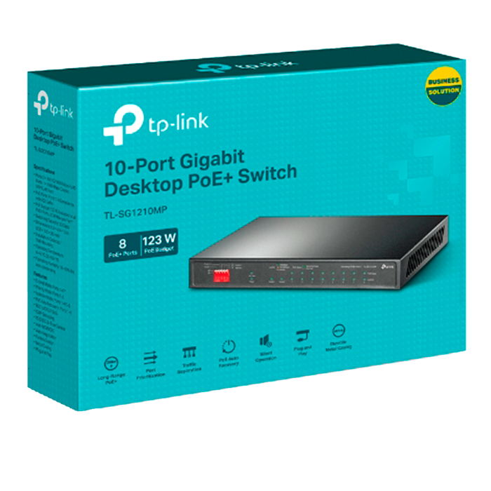 TP-Link TL-SG1210MP / Настольный гигабитный коммутатор на 10 портов с поддержкой PoE+ на 8 портов.
