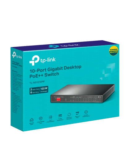 TP-Link TL-SG1210PP / Настольный гигабитный коммутатор на 10 портов с 6 портами PoE+ и 2 портами PoE++