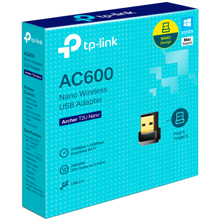 TP-Link Archer T2U Nano / AC600 Двухдиапазонный беспроводной USB-адаптер Wi-Fi