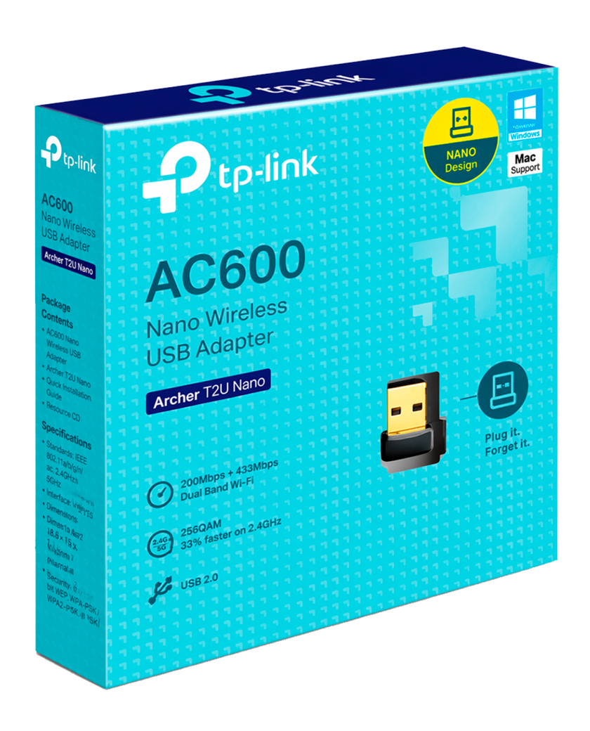TP-Link Archer T2U Nano / AC600 Двухдиапазонный беспроводной USB-адаптер Wi-Fi