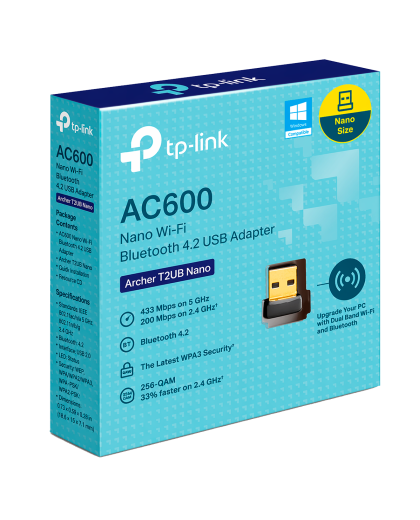TP-Link Archer T2UB Nano / AC600 Двухдиапазонный беспроводной USB-адаптер Wi-Fi с поддержкой Bluetooth 4.2