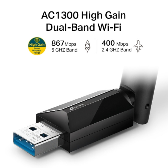 TP-Link Archer T3U Plus / AC1300 Двухдиапазонный беспроводной USB-адаптер Wi-Fi высокого усиления