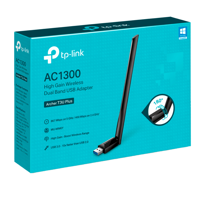 TP-Link Archer T3U Plus / AC1300 Двухдиапазонный беспроводной USB-адаптер Wi-Fi высокого усиления