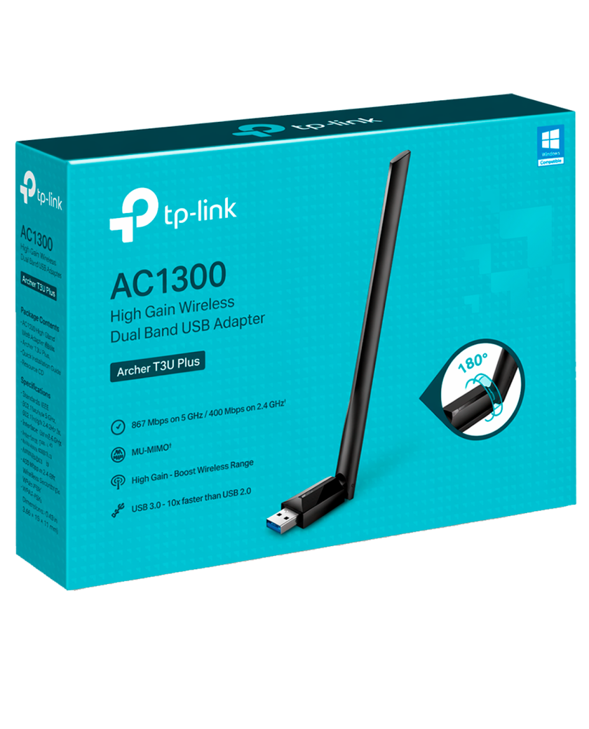 TP-Link Archer T3U Plus / AC1300 Двухдиапазонный беспроводной USB-адаптер Wi-Fi высокого усиления