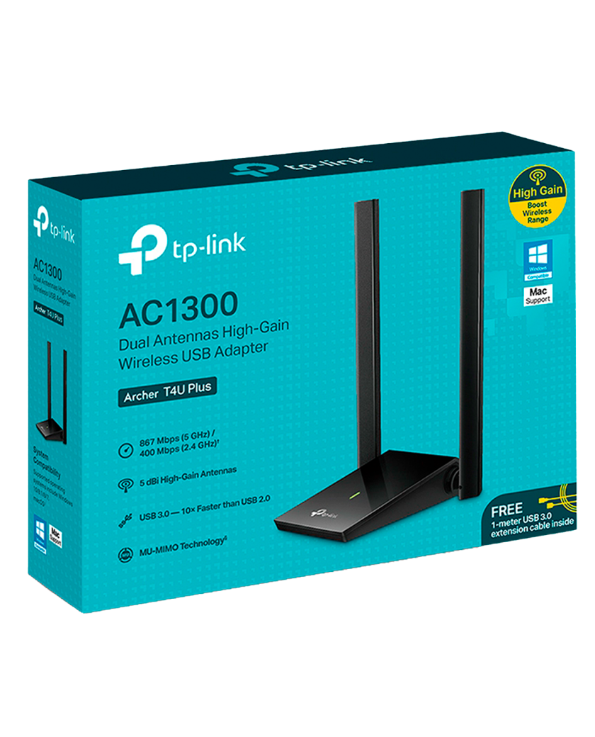 TP-Link Archer T4U Plus / AC1300 Двухдиапазонный беспроводной USB-адаптер Wi-Fi высокого усиления